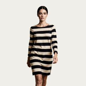 J. Crew Navy and Off-White Rugby Striped Mini Dress, XS